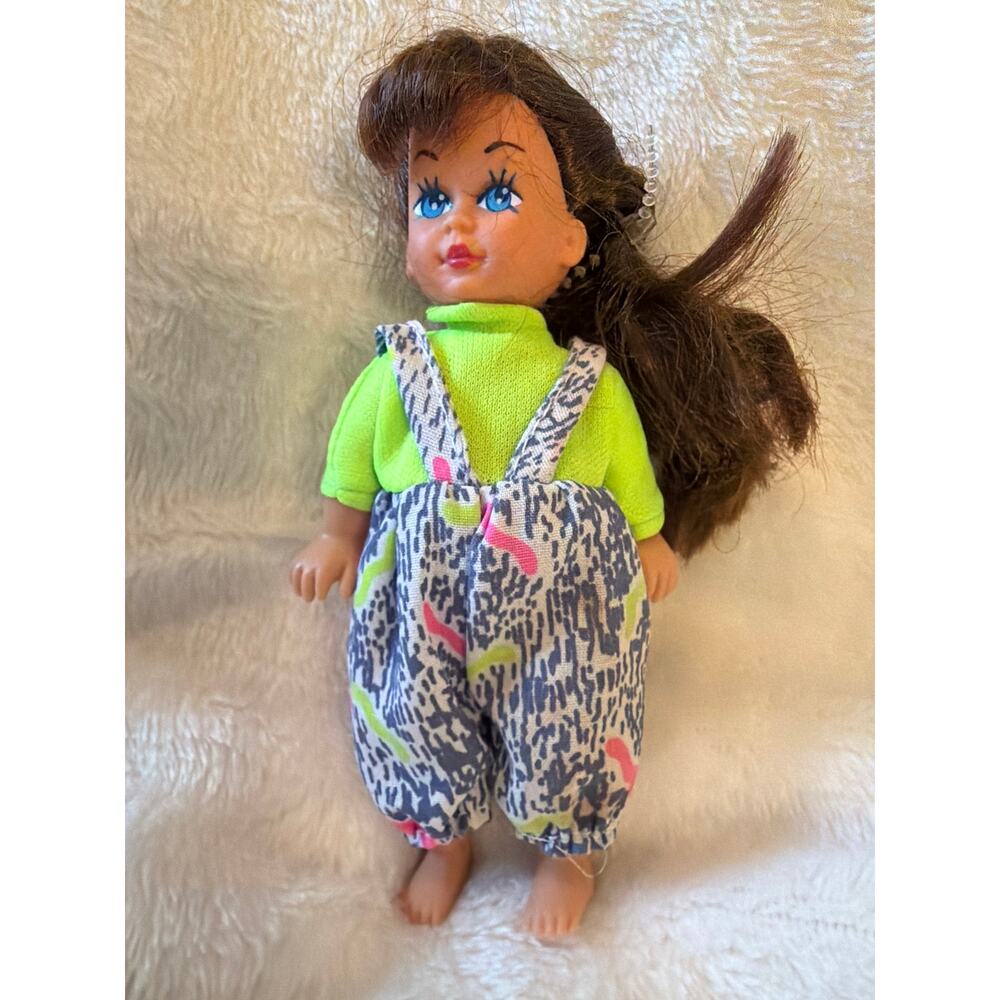 Vintage 1995 Kid Kore Little Sister Doll Brunette Blue Eyes Original Outfit 5"